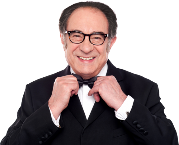 Redner festlich Redner in Smoking und mit Fliege